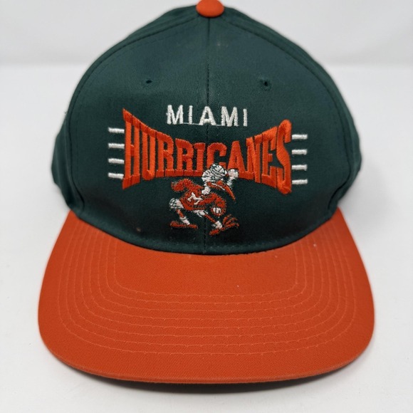 The G Cap Other - Vintage Miami Hurricanes Hat Cap Snap Back Mens Green Orange NCAA G Cap 90s